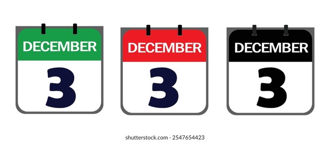 The December 3rd icon in vector format blends creative flair and practicality, offering customizable features to emphasize your event's significance on flyers, posters, or websites.