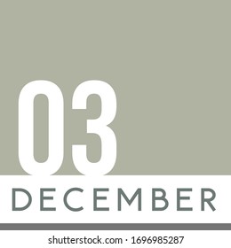 December 3rd Minimal Calendar Neutral Color. Vector illustration