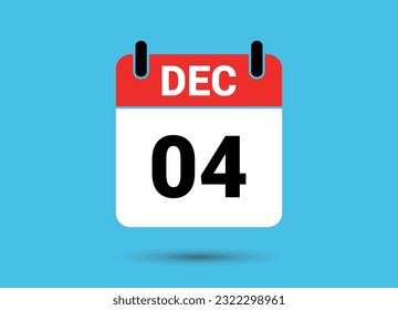Diciembre 4 Fecha del calendario Icono plano Día 4 Ilustración vectorial