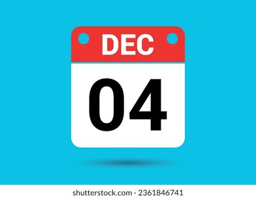 December 4 Calendar Date Flat Icon Day 4 Vector Illustration