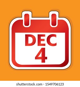 December 4 Calendar day vector design