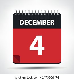 December 4 - Calendar Icon - Calendar design template - Business vector illustration.