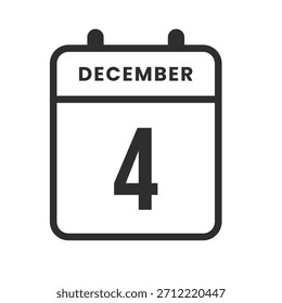 Kalendersymbol am 4. Dezember zum Markieren wichtiger Ereignisse, Erinnerungen, Termine, Besprechungen sowie täglicher oder monatlicher Planungsaufgaben.