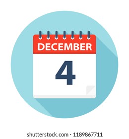 December 4 - Calendar Icon - Vector Illustration