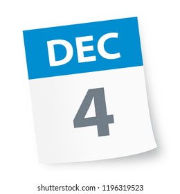 December 4 - Calendar Icon - Vector Illustration