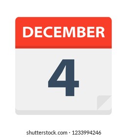 December 4 - Calendar Icon - Vector Illustration