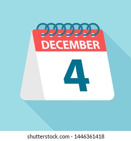 December 4 - Calendar Icon - Vector Illustration