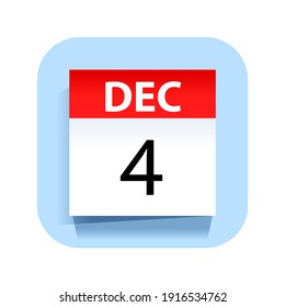 December 4. Calendar Icon. Vector Illustration.