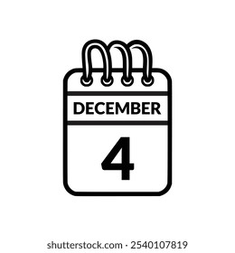 December 4 Calendar icon vector illustration.