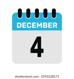 december 4 calendar icon Vector page month design