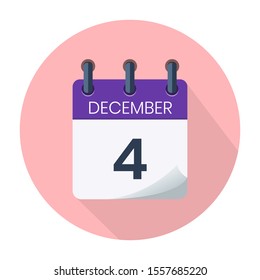 December 4. Vector Daily Calendar icon Date And Month, Day, Season
