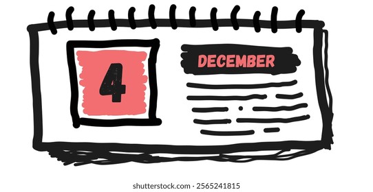 December 4th: Calendar Date Illustration