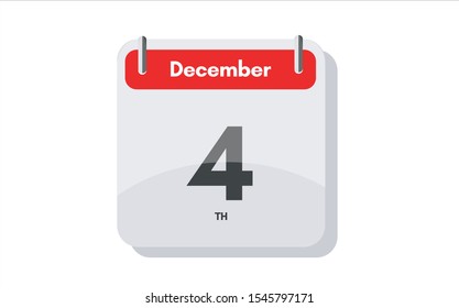 December 4th calendar icon. Day 4 of month. Vector illustration.