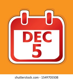 December 5 Calendar day vector design