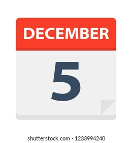 December 5 - Calendar Icon - Vector Illustration