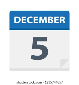 December 5 - Calendar Icon - Vector Illustration
