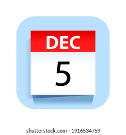 December 5. Calendar Icon. Vector Illustration.