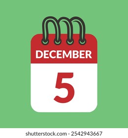 December 5 Calendar icon vector illustration.
