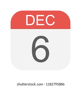 December 6- Calendar Icon - Vector Illustration