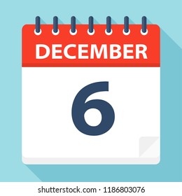 December 6 - Calendar Icon - Vector Illustration