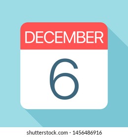 December 6 - Calendar Icon - Vector Illustration