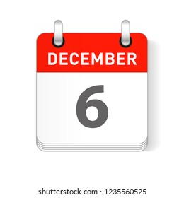 December 6 date visible on a page a day organizer calendar