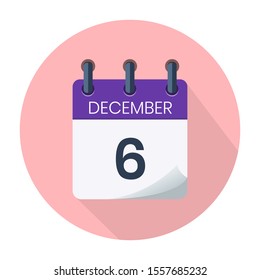 December 6. Vector Daily Calendar icon Date And Month, Day, Season