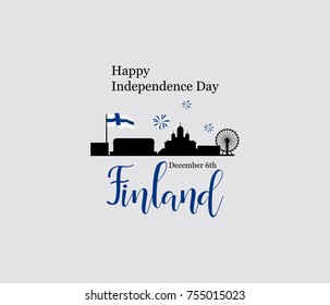 December 6th, Finland, Independence Day greeting card. 
