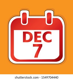 December 7 Calendar day vector design