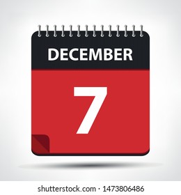 December 7 - Calendar Icon - Calendar design template - Business vector illustration.