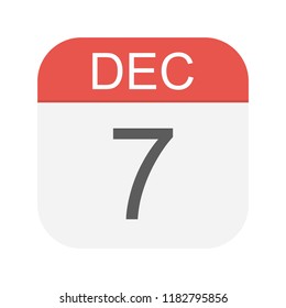 December 7- Calendar Icon - Vector Illustration