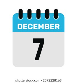 december 7 calendar icon Vector page month design