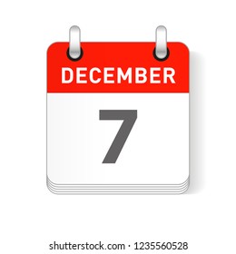 December 7 date visible on a page a day organizer calendar