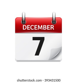 December  7. Vector flat daily calendar icon. Date and time, day, month. Holiday.