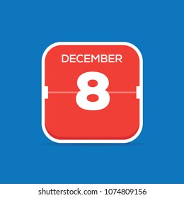 December 8 Calendar Flat Icon
