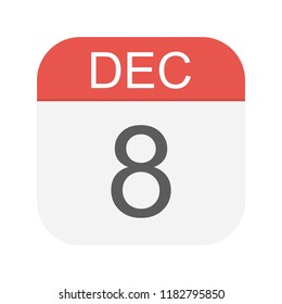 December 8- Calendar Icon - Vector Illustration