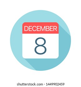 December 8 - Calendar Icon - Vector Illustration