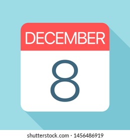 December 8 - Calendar Icon - Vector Illustration