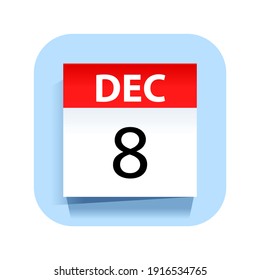 December 8. Calendar Icon. Vector Illustration.