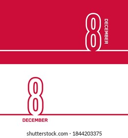 December 8. Set of vector template banners for calendar, event date.