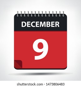 December 9 - Calendar Icon - Calendar design template - Business vector illustration.