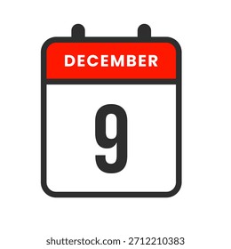 December 9 calendar icon designed for marking important days, appointments, reminders, and organizing daily or monthly schedules.