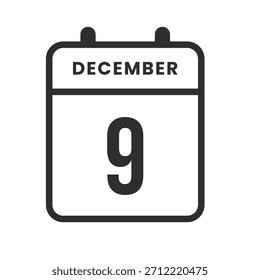 Kalendersymbol vom 9. Dezember, das zum Markieren wichtiger Tage, Termine, Erinnerungen und zum Organisieren täglicher oder monatlicher Termine dient.