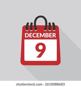 December 9 Calendar icon vector illustration.