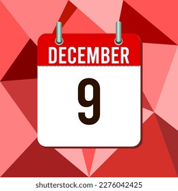 Ilustración vectorial de calendario, aislada sobre el fondo colorido de los triángulos monocromáticos.