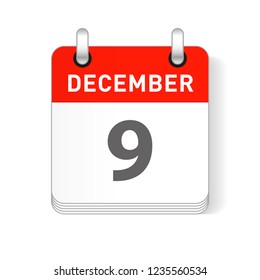 December 9 date visible on a page a day organizer calendar