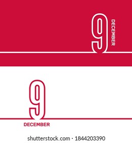 December 9. Set of vector template banners for calendar, event date.