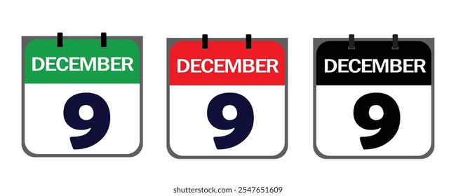 The December 9th icon in vector format blends creative flair and practicality, offering customizable features to emphasize your event's significance on flyers, posters, or websites.