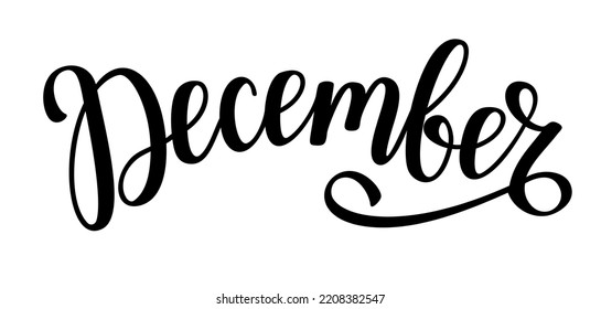 December black lettering inscription. Vector illustration.