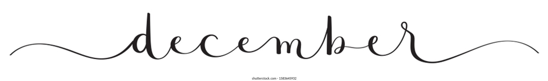 DECEMBER black vector brush calligraphy banner